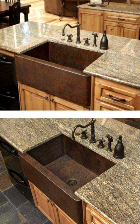 Copper Kitchen Sink - Dark Smoke Finish